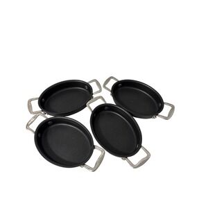 Cooks‎ Essentials Hard Anodized Nonstick Mini Oval Pan Set of 4 Black 5x7 Used